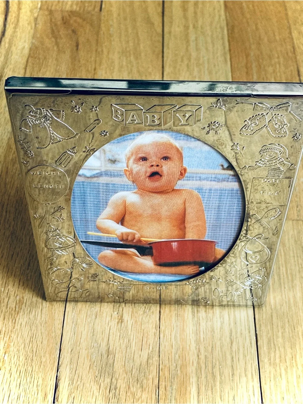 NIB BABYCREST SILVER PLATED Birth Record Picture Frame, New Vintage, 1980s